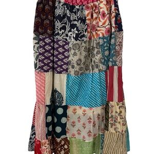 Bohemian Patchwork Maxi Skirt - Multicolor